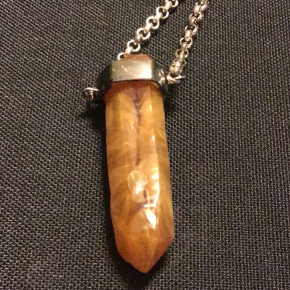 GIVENCHY, EUC NECKLACE SMOKEY QUARTZ STONE. CHAIN 31” length. Stone 2 1/2 “. - Picture 3 of 5